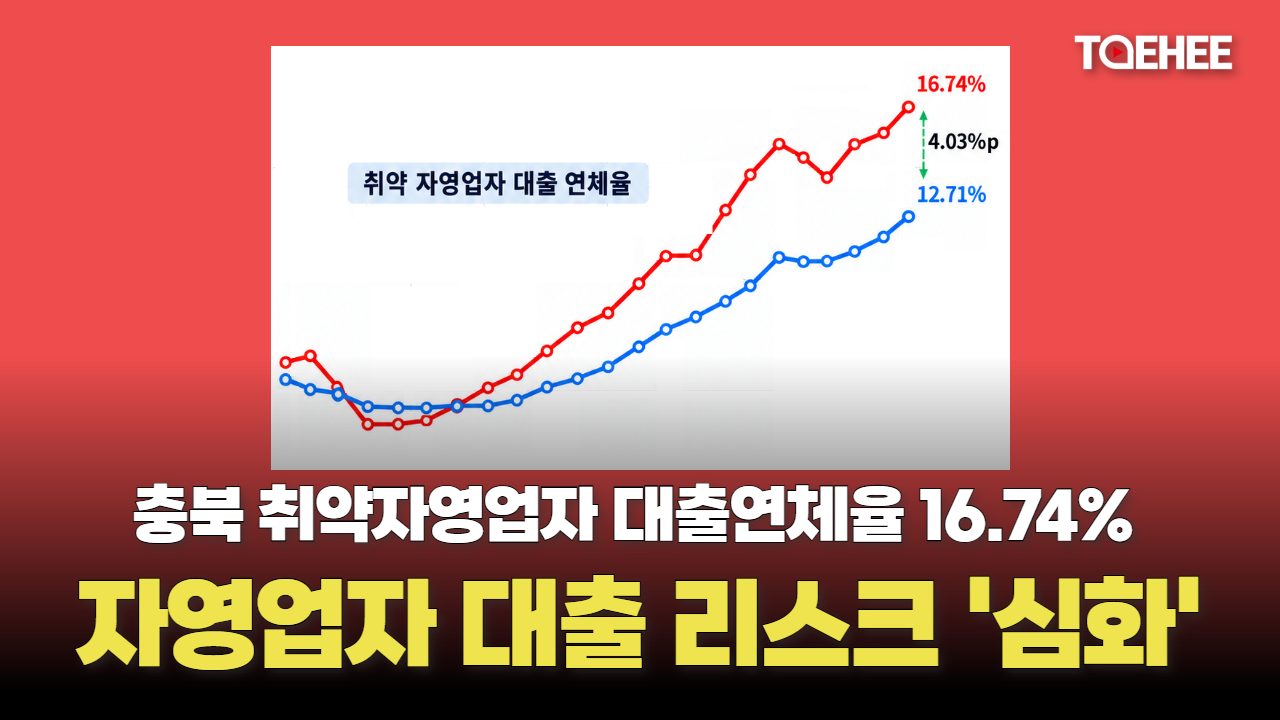 충북 취약 자영업자 연체율 16.74%까지 치솟았다